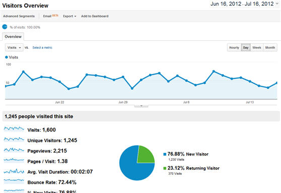 View Google Analytics Visitor Overview