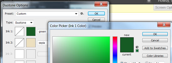 change ink color for duotone image