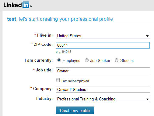 linkedin sign up business